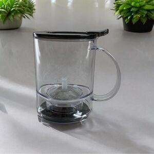Teavana Perfect Tea Glass Press Maker Pot Black Transparent 6.5" Infuser VG
